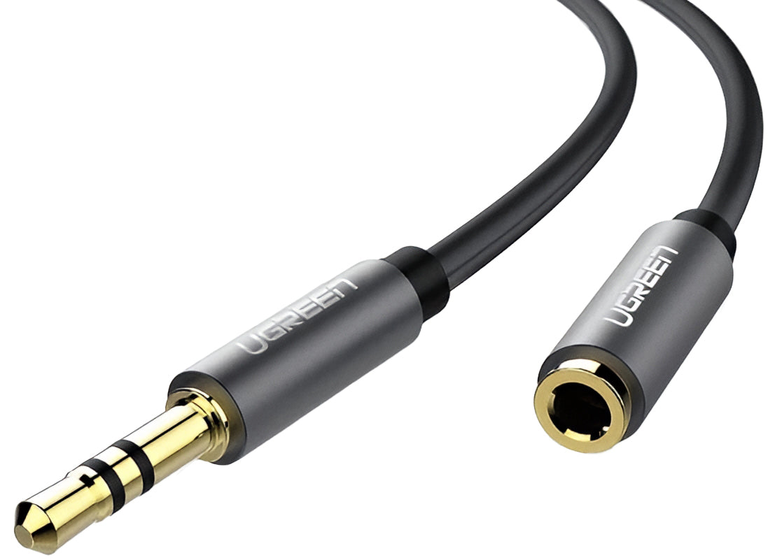 Аудио адаптер 3.5mm - 3.5mm UGREEN AV118, 1.5m, Черен