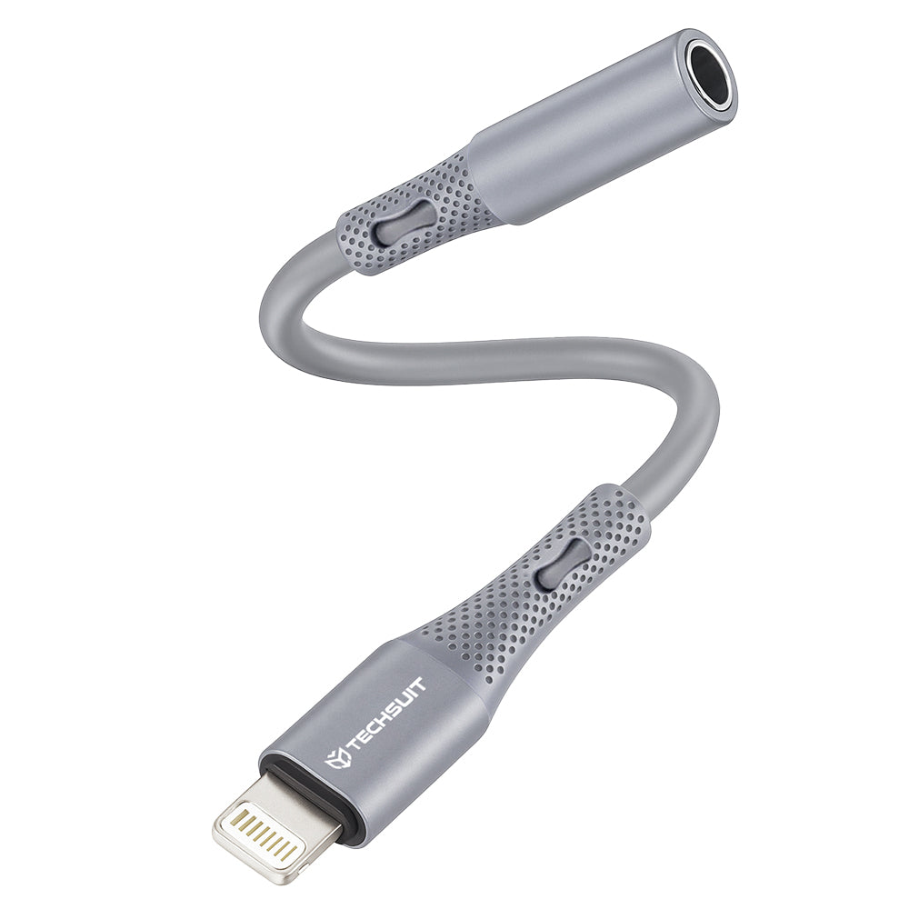 Адаптер за аудио Lightning - 3.5mm Techsuit AC2 SoundFlex, Сив