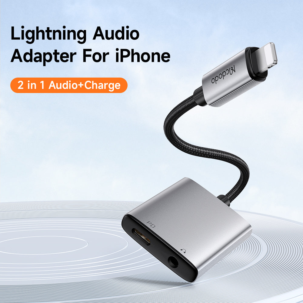 Аудио адаптер Lightning - Lightning / 3.5mm McDodo CA-5540 Wales, Сив