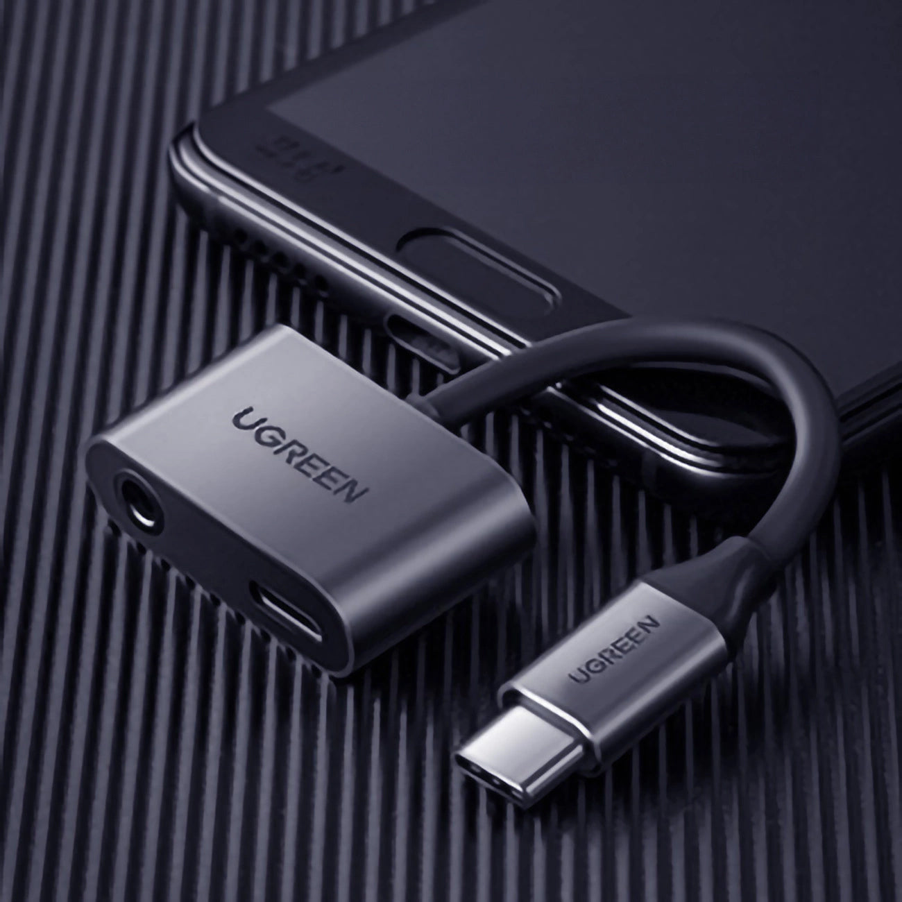 Аудио адаптер USB-C - 3.5mm / USB-C UGREEN CM193, Сив