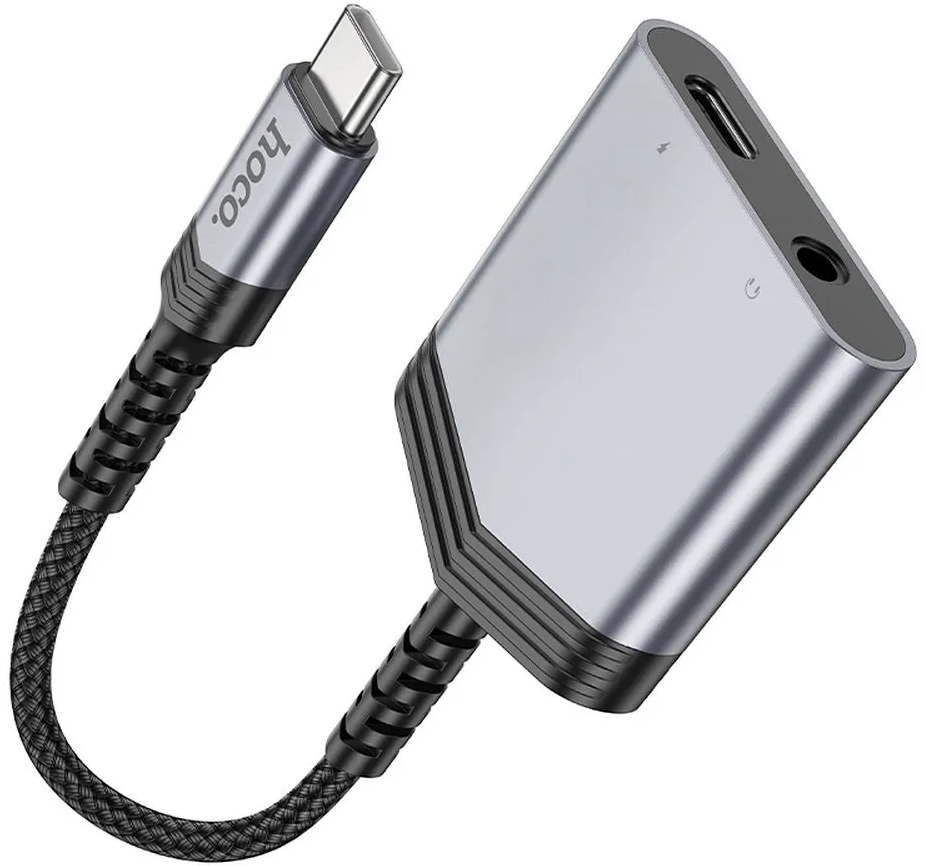 Аудио адаптер USB-C - USB-C / 3.5mm HOCO LS39, Черен