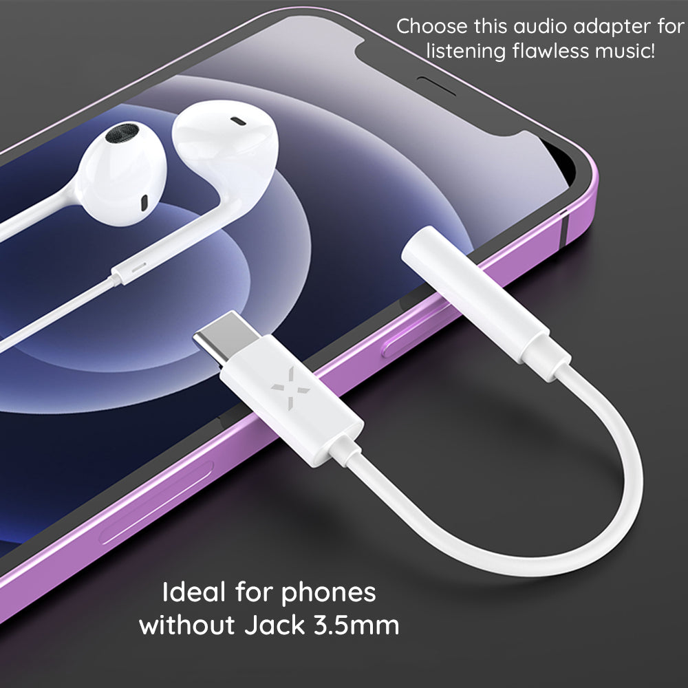 Аудио адаптер USB-C - 3.5mm Fixed, Бял