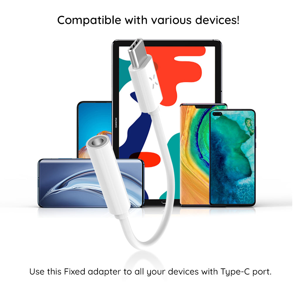 Аудио адаптер USB-C - 3.5mm Fixed, Бял