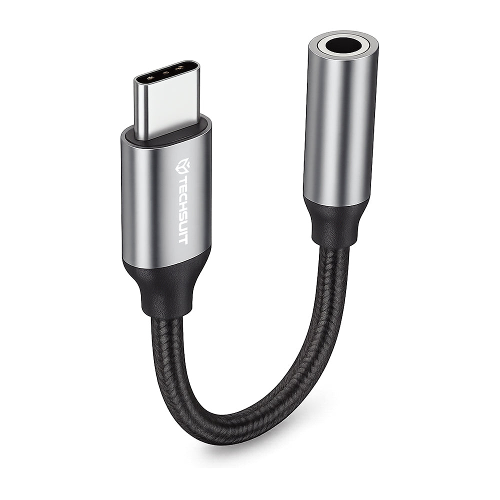 Аудио адаптер USB-C - 3.5mm Techsuit AC12 FuseXound, Сив, Комплект 2 броя