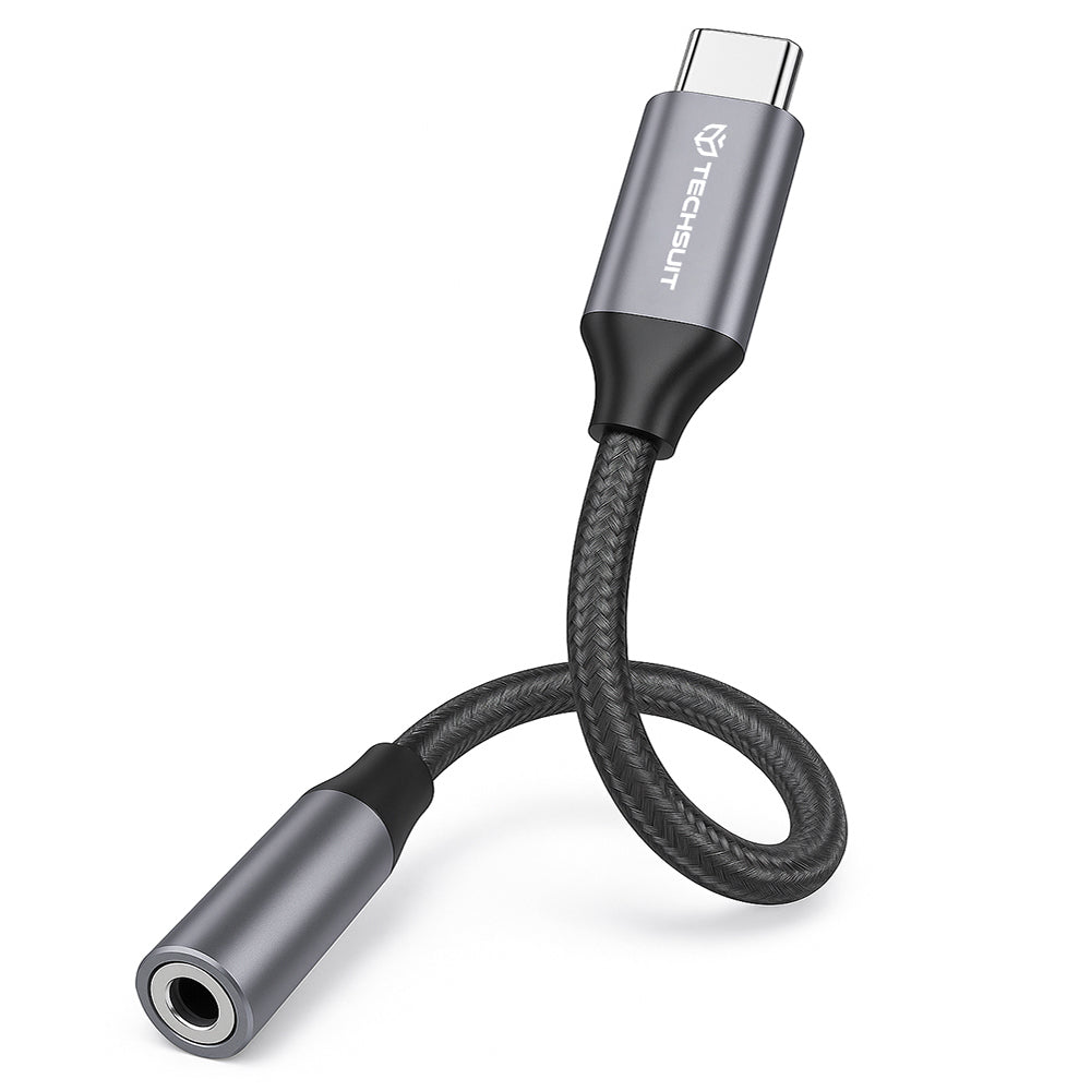 Аудио адаптер USB-C - 3.5mm Techsuit AC12 FuseXound, Сив, Комплект 2 броя