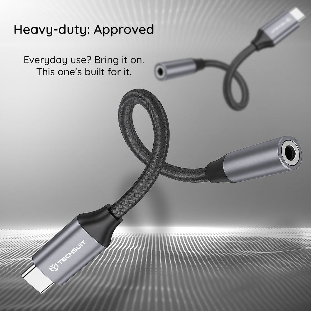 Аудио адаптер USB-C - 3.5mm Techsuit AC12 FuseXound, Сив, Комплект 2 броя