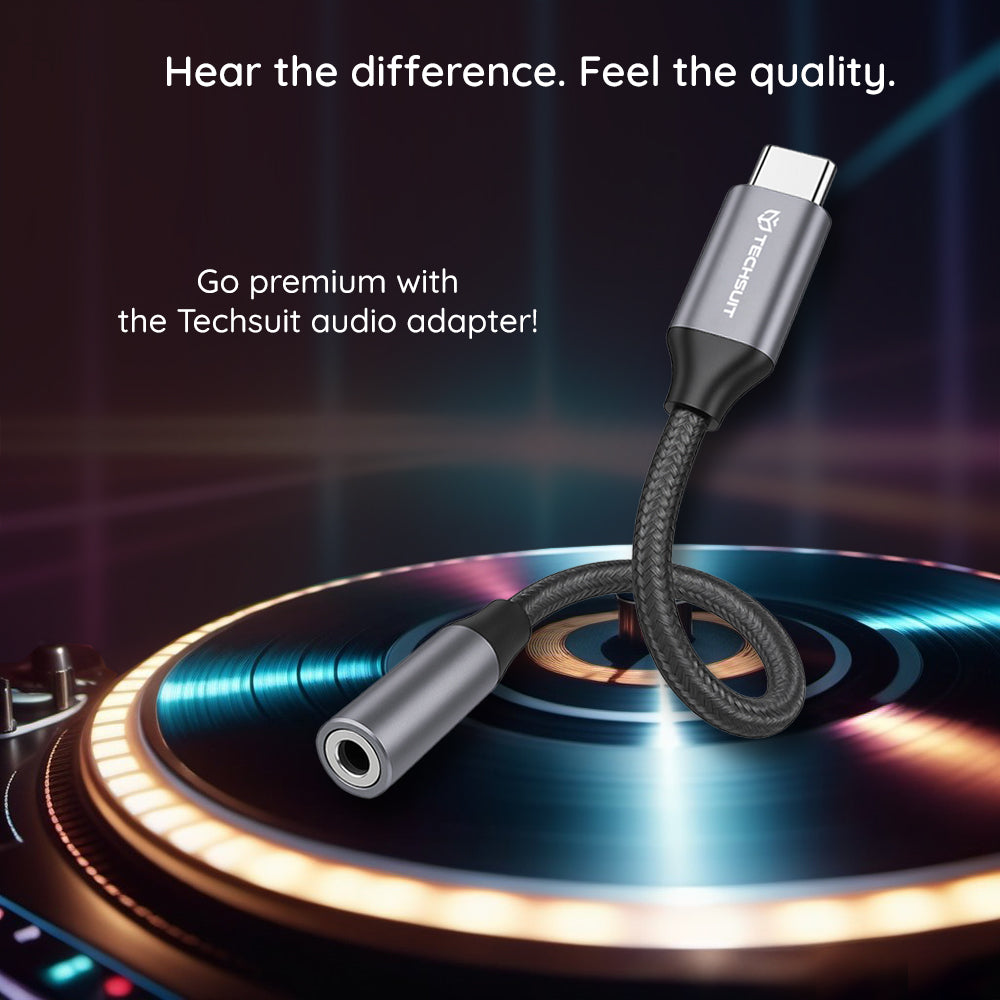 Аудио адаптер USB-C - 3.5mm Techsuit AC12 FuseXound, Сив, Комплект 2 броя