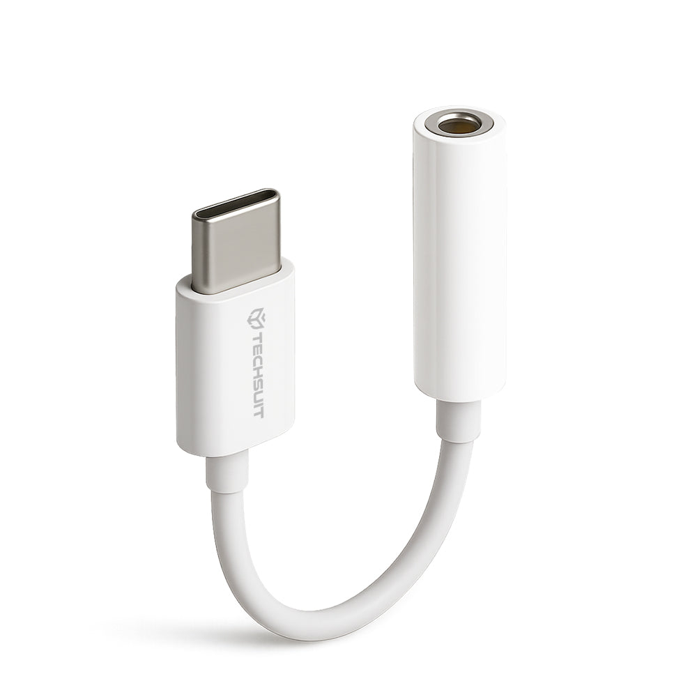 Аудио адаптер USB-C - 3.5mm Techsuit AC18 MusicBox, Бял, Комплект 2 броя