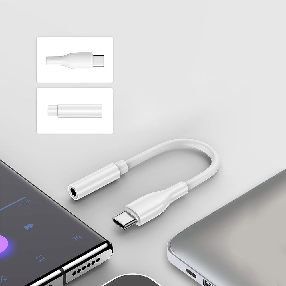 Аудио адаптер USB-C - 3.5mm Techsuit AC18 MusicBox, Бял, Комплект 2 броя