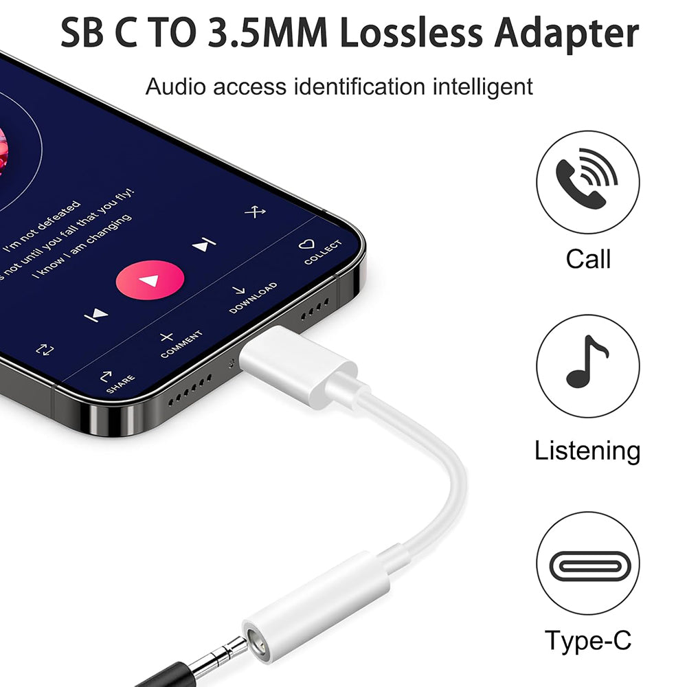 Аудио адаптер USB-C - 3.5mm Techsuit AC18 MusicBox, Бял, Комплект 2 броя