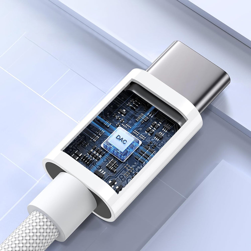 Аудио адаптер USB-C - 3.5mm Techsuit AC18 MusicBox, Бял, Комплект 2 броя