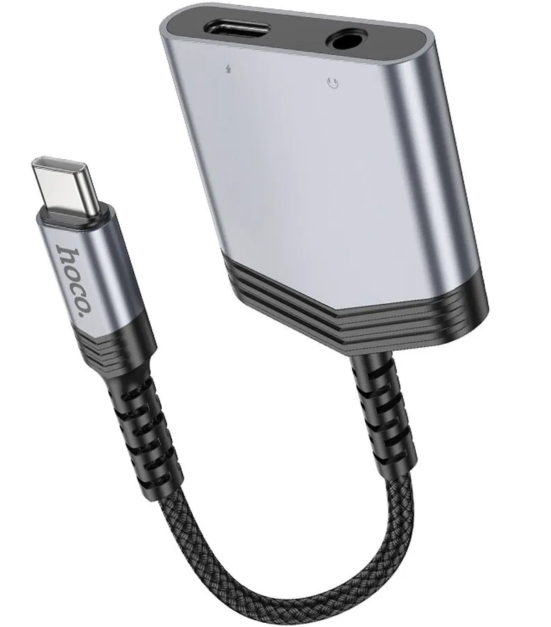 Аудио адаптер USB-C - USB-C / 3.5mm HOCO LS39, Черен