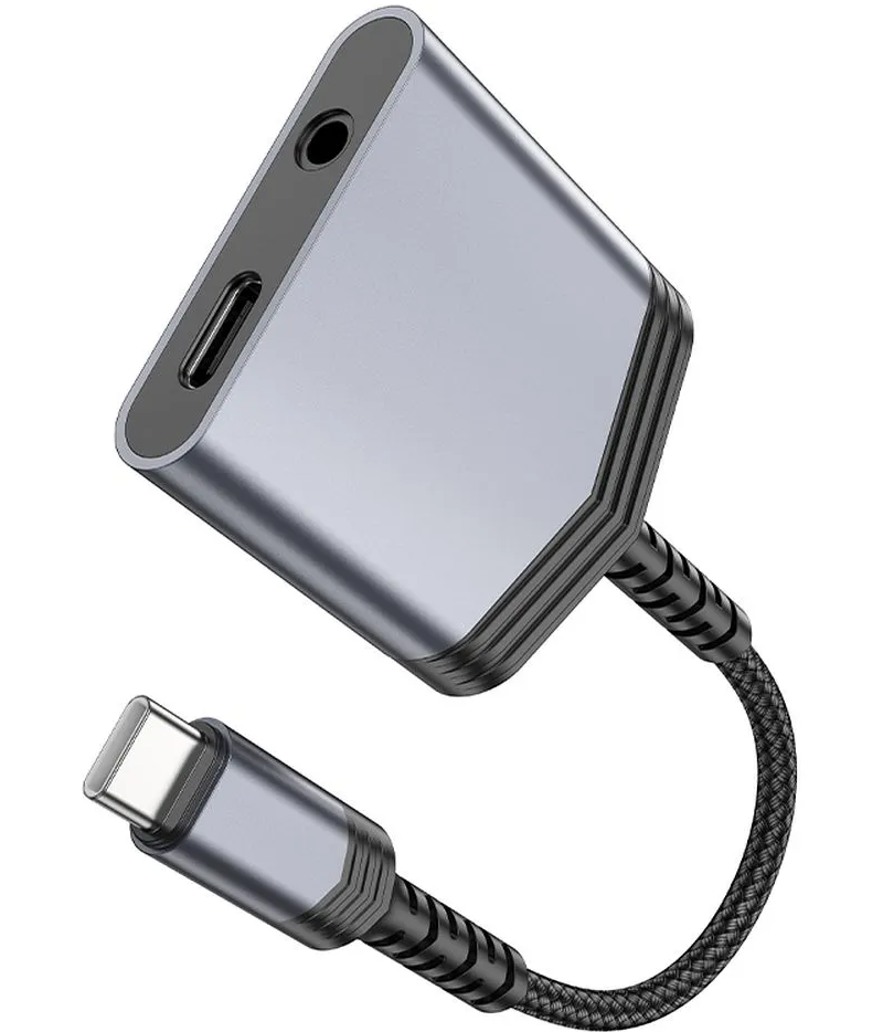 Аудио адаптер USB-C - USB-C / 3.5mm HOCO LS39, Черен