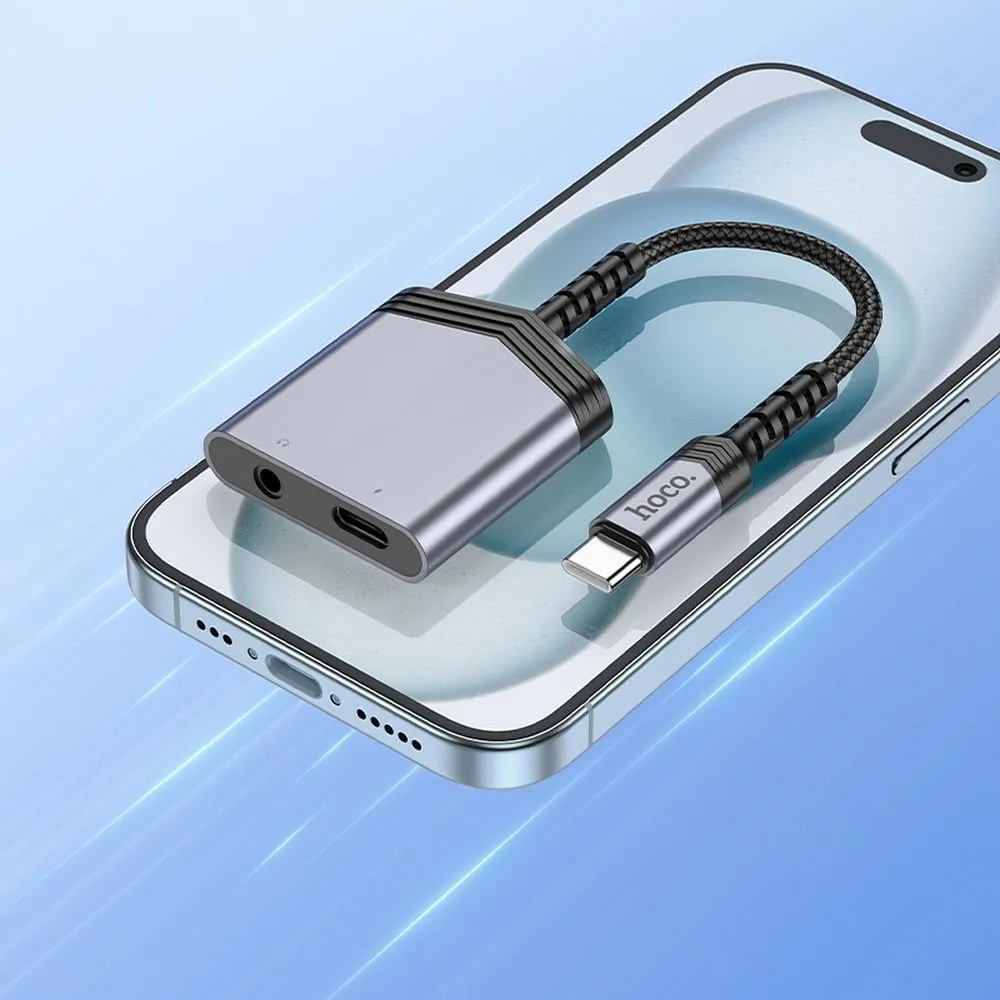 Аудио адаптер USB-C - USB-C / 3.5mm HOCO LS39, Черен