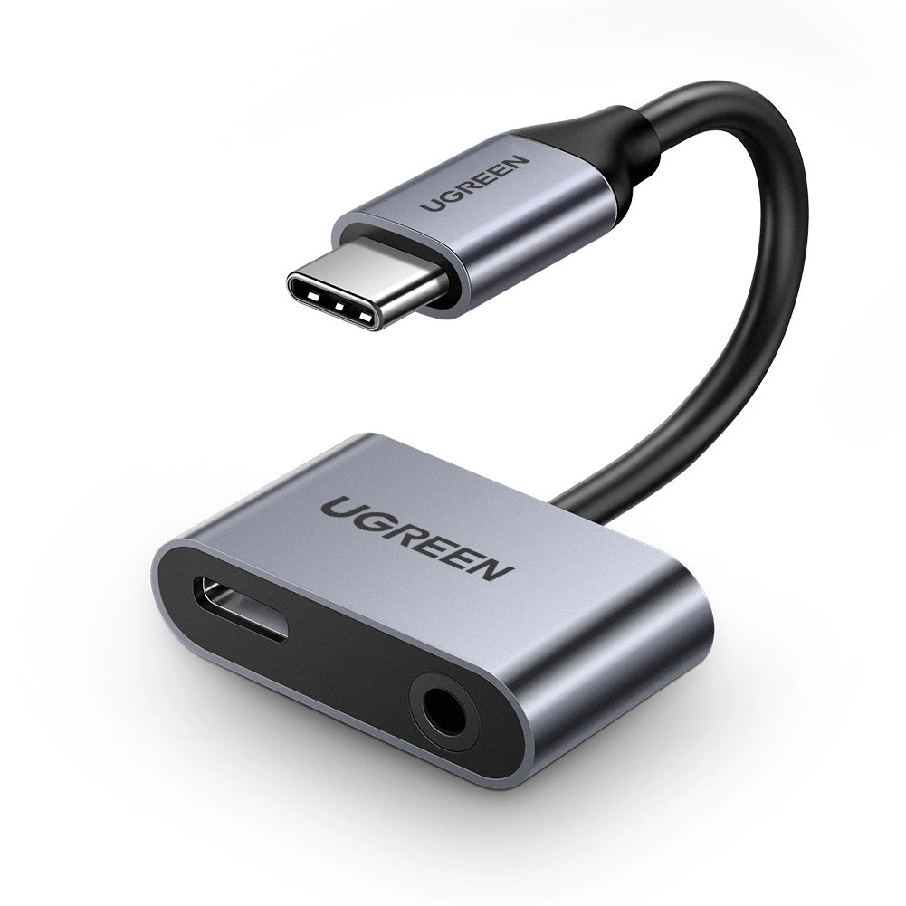 Аудио адаптер USB-C - 3.5mm / USB-C UGREEN CM193, Сив