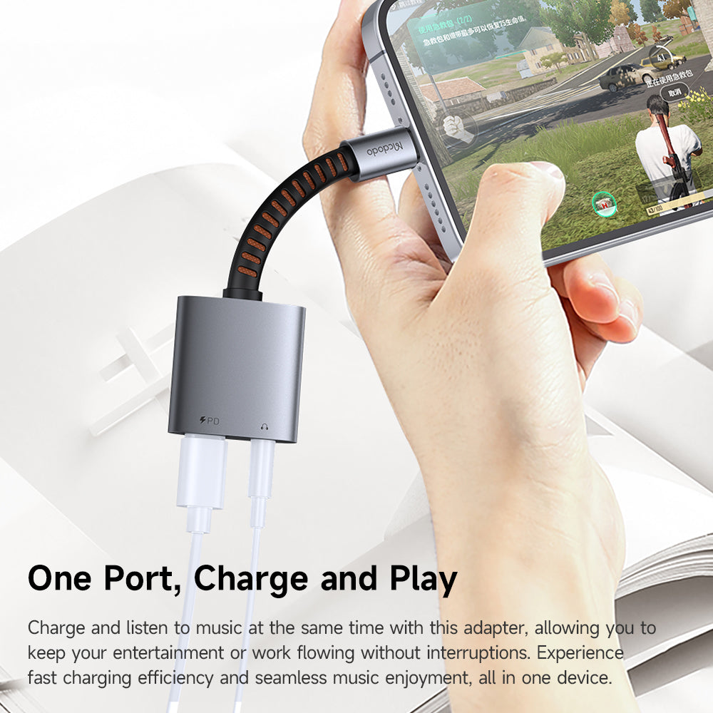 Аудио адаптер USB-C - USB-C / 3.5mm McDodo CA-3120, Сив