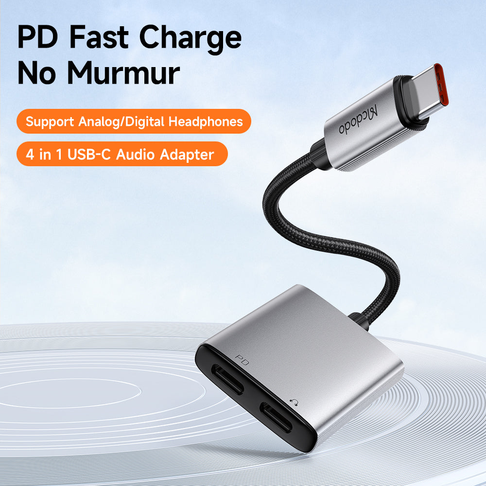 Аудио адаптер USB-C - USB-C / USB-C McDodo CA-5570 Wales, Сив