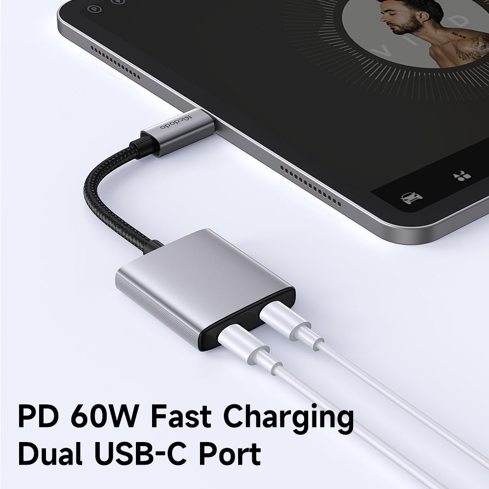 Аудио адаптер USB-C - USB-C / USB-C McDodo CA-5570 Wales, Сив