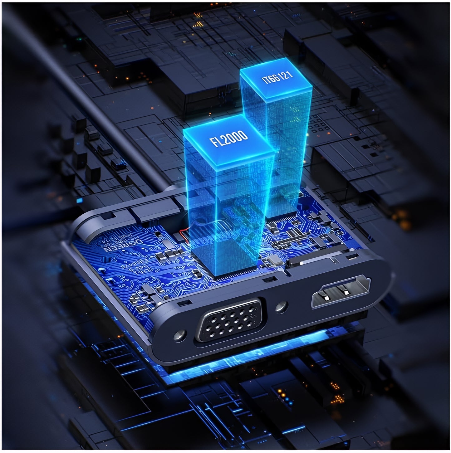 Адаптер за видео UGREEN CM449, USB-A - HDMI / VGA, Сив