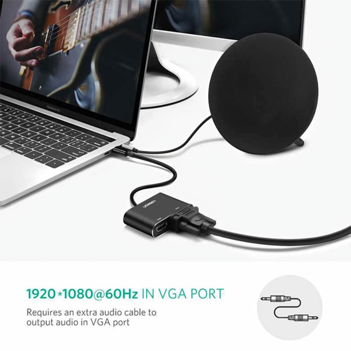 Адаптер за видео UGREEN CM449, USB-A - HDMI / VGA, Сив