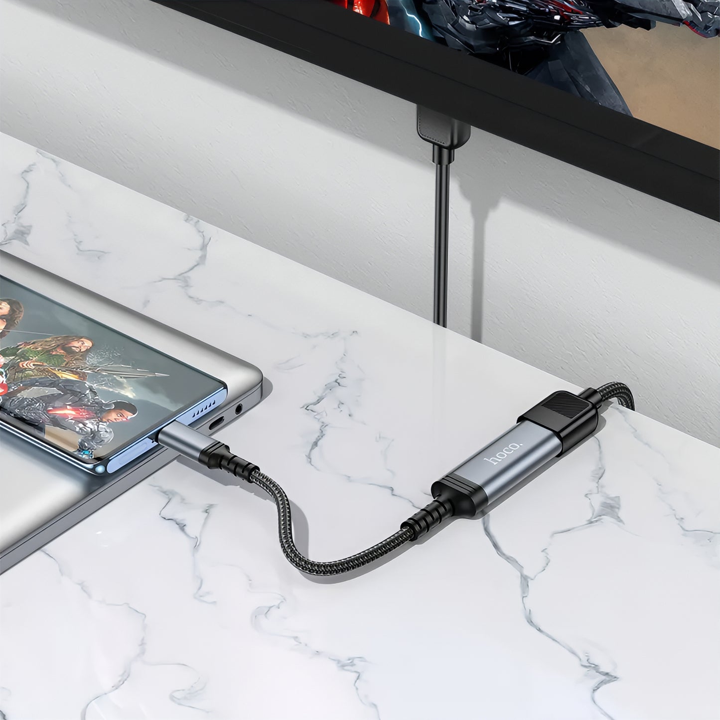 Аудио и видео адаптер USB-C - HDMI HOCO UA43A, Сив