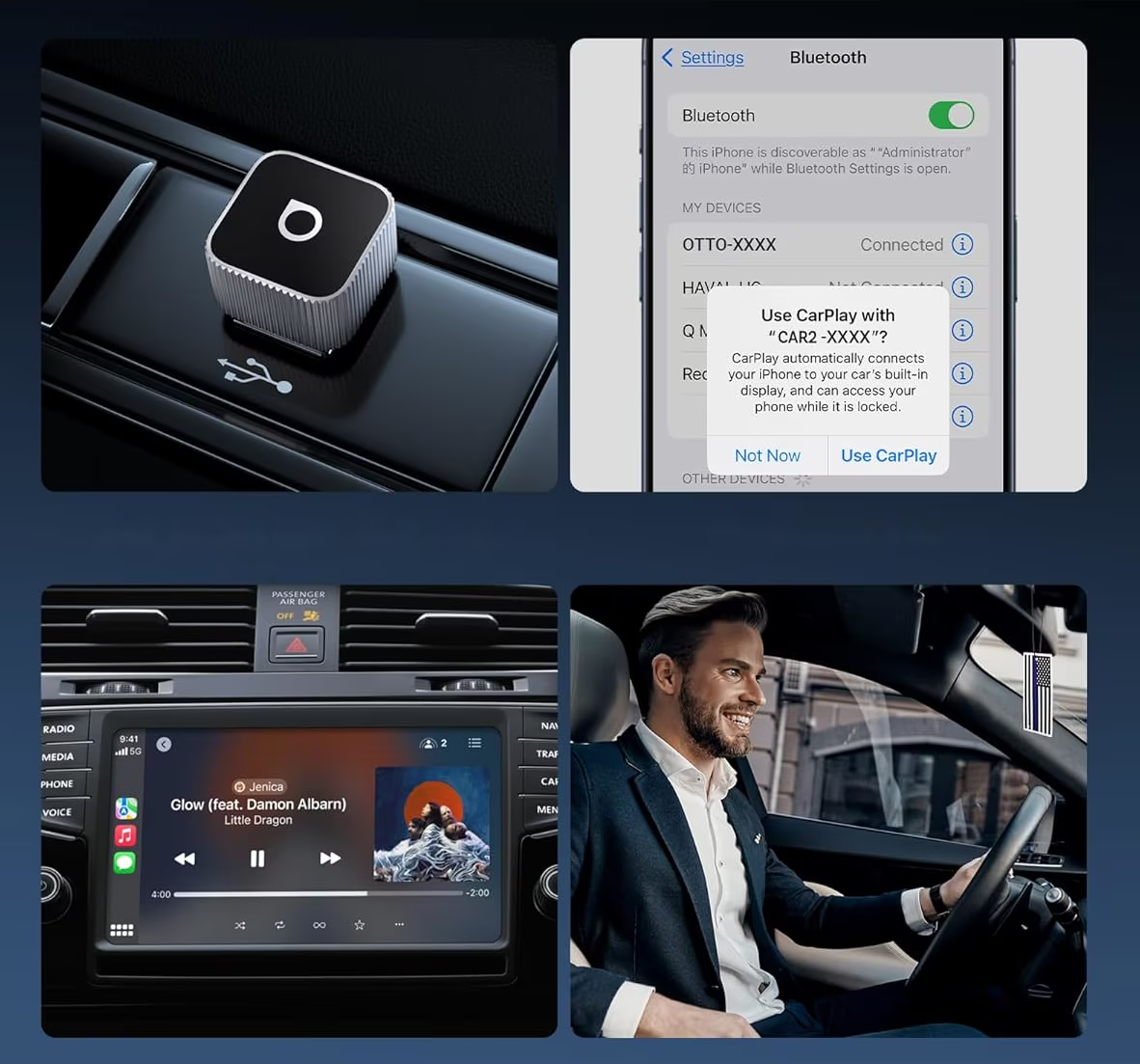 Адаптер Carplay / Android Auto Wireless Ottocast Mini Cube Style B за Apple iPhone / Android Series CP88-T2