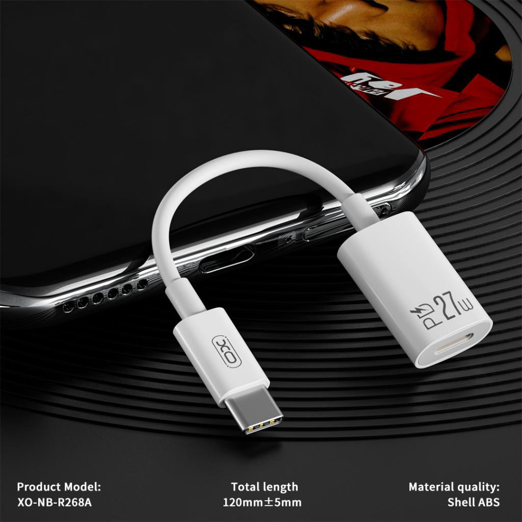 Адаптер за данни и зареждане USB-C - Lightning XO Design NB-R268A, Бял
