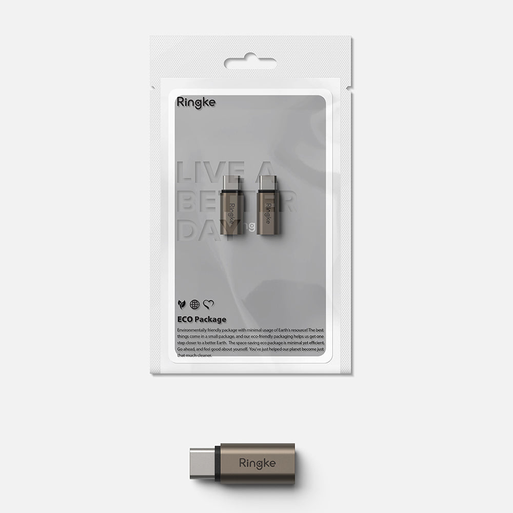 Адаптер за данни и зареждане Lightning - USB-C Ringke, Кафяв, Комплект 2 броя