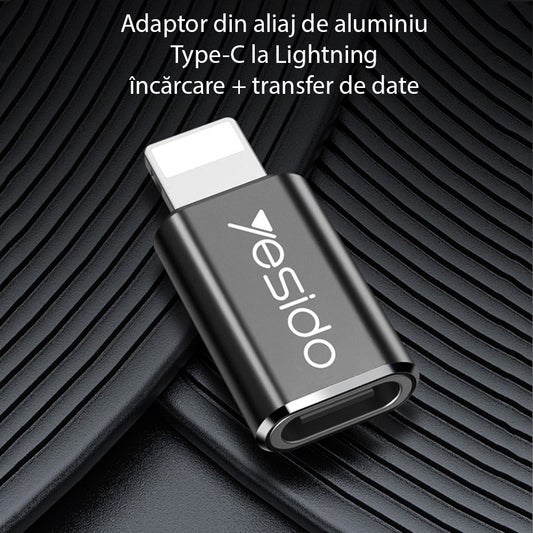 Адаптер за данни и зареждане USB-C - Lightning Yesido GS03, Черен