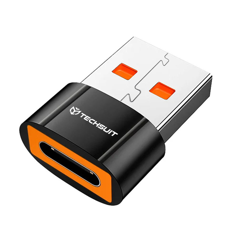 Адаптер за данни и зареждане USB-C - USB-A Techsuit A7 HyperPort, Черно Оранжев