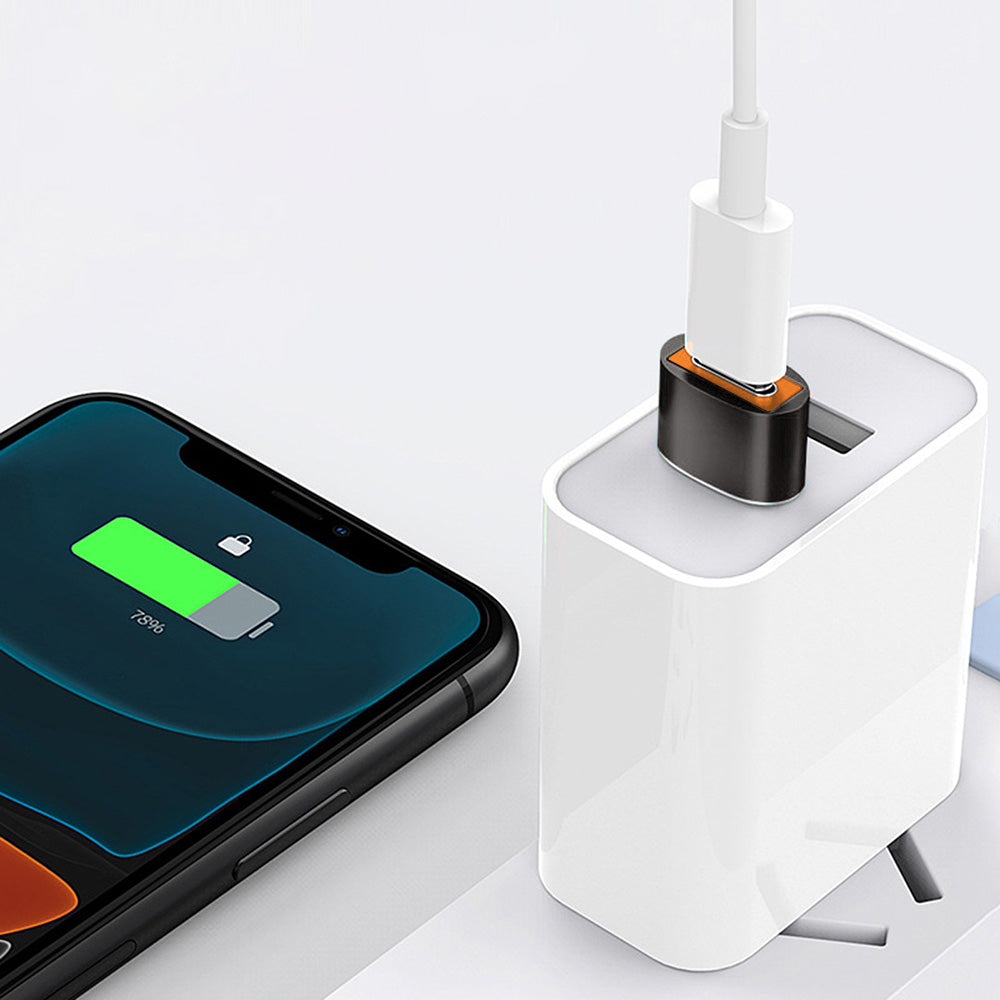Адаптер за данни и зареждане USB-C - USB-A Techsuit A7 HyperPort, Черно Оранжев