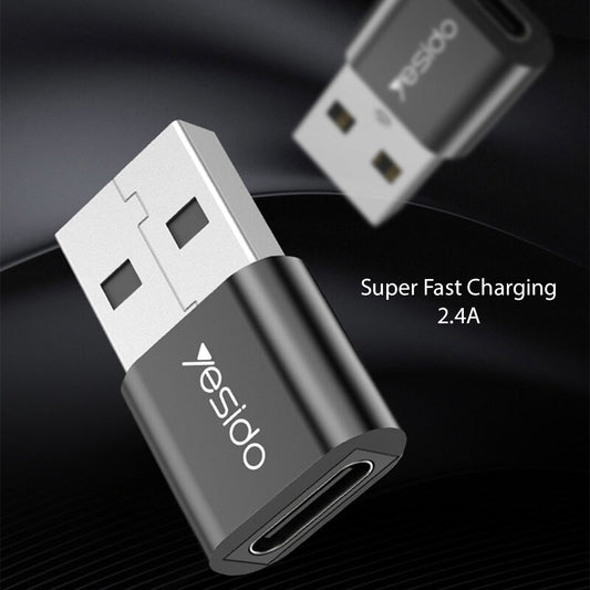 Адаптер за данни и зареждане USB-C - USB-A Yesido GS09, Черен