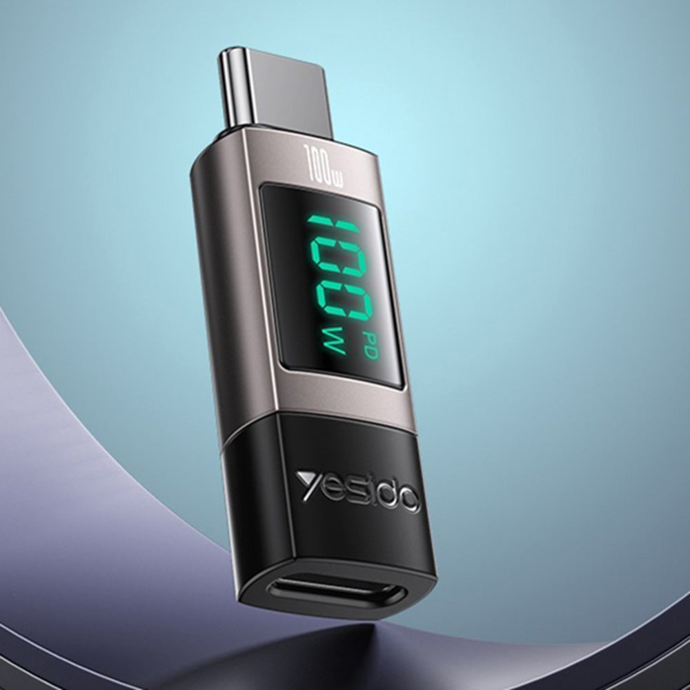 Адаптер за данни и зареждане USB-C - USB-C Yesido GS24 Display, Сив