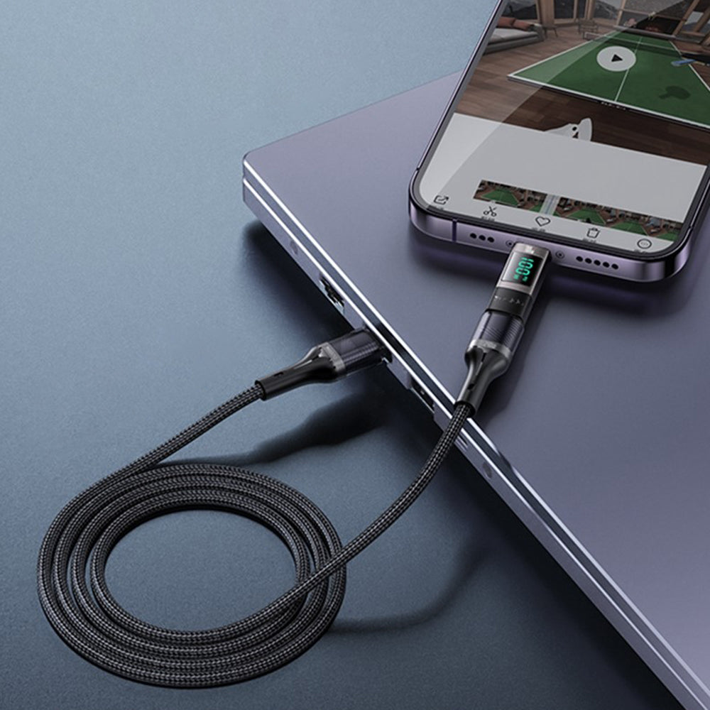 Адаптер за данни и зареждане USB-C - USB-C Yesido GS24 Display, Сив