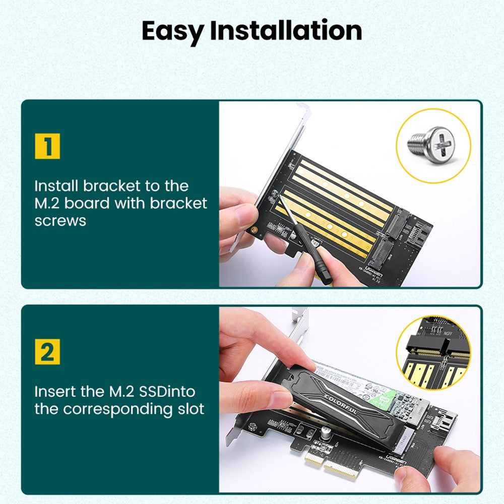 Адаптер Интерфейс SSD UGREEN CM302 (70504), NVMe M.2 / SATA - PCIe 3.0 X4