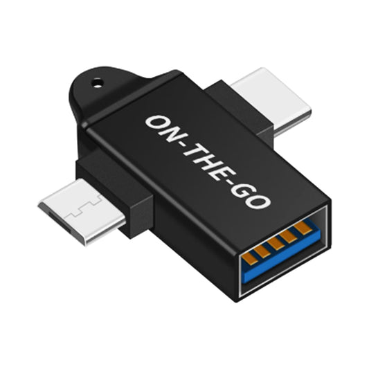 Адаптер OTG microUSB / USB-C - USB-A Techsuit A15 AluCoreX, Черен