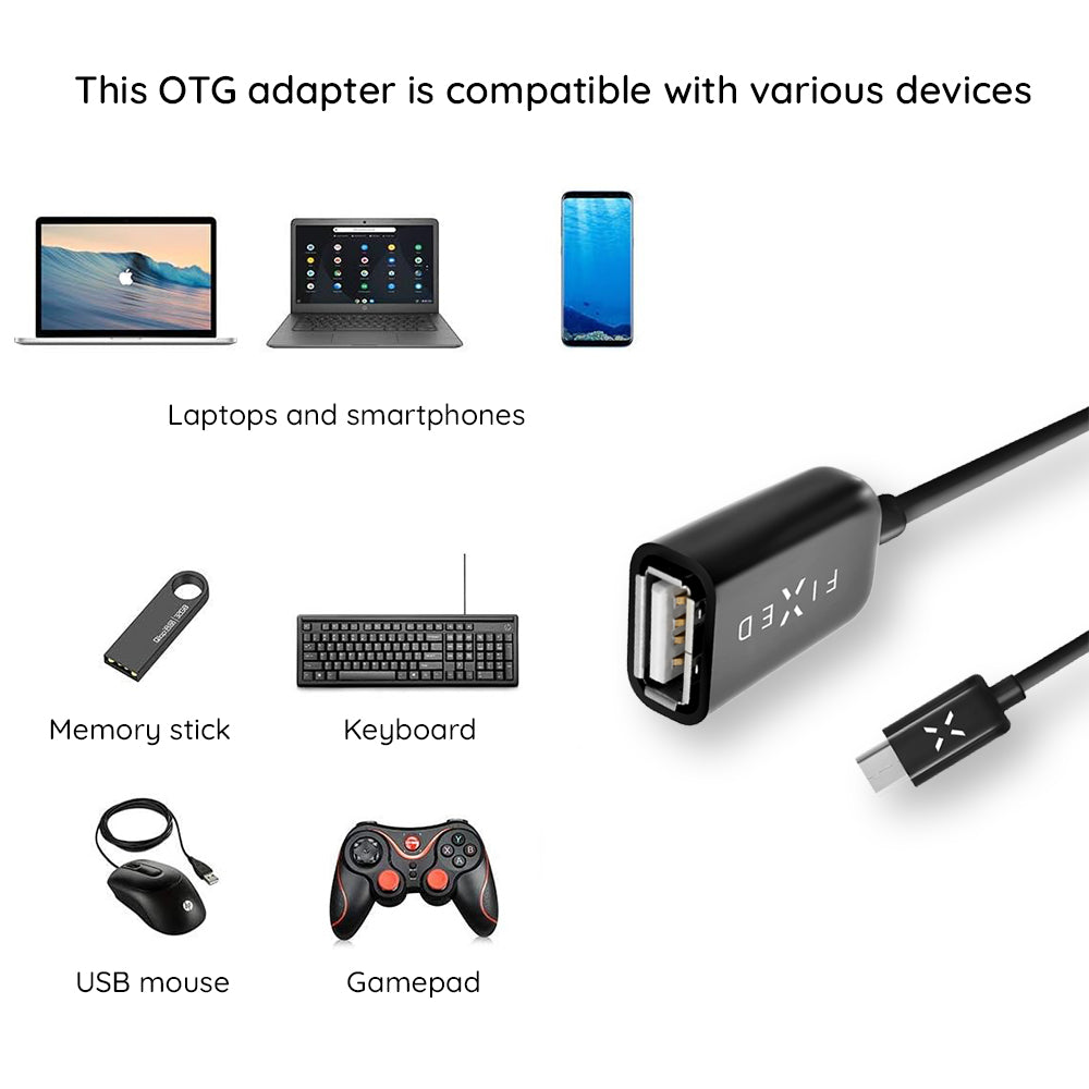 Адаптер OTG USB-C - USB-A Fixed, Черен