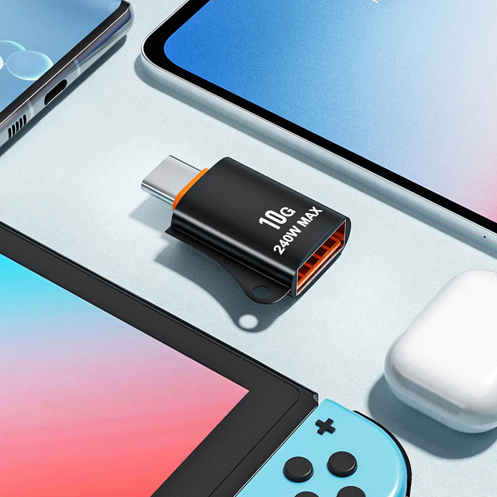 Адаптер OTG USB-C - USB-A Techsuit A1 HyperPort, Черно Оранжев