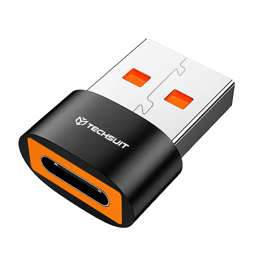 Адаптер за данни и зареждане USB-C - USB-A Techsuit A4 HyperPort, Черно Оранжев