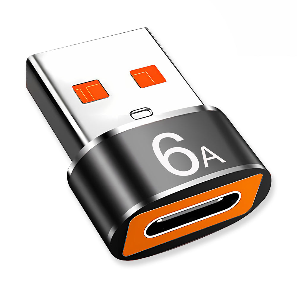 Адаптер за данни и зареждане USB-C - USB-A Techsuit A4 HyperPort, Черно Оранжев
