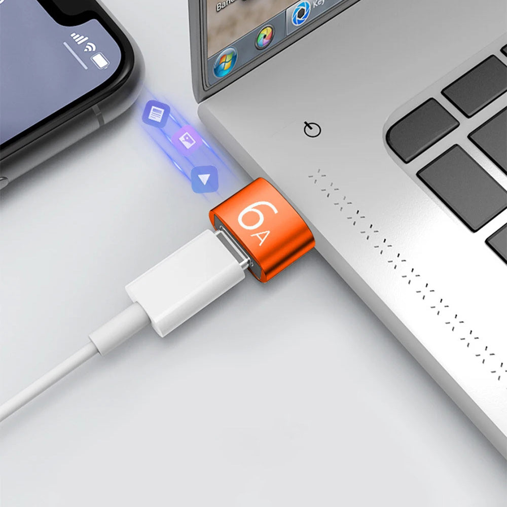 Адаптер за данни и зареждане USB-C - USB-A Techsuit A4 HyperPort, Черно Оранжев