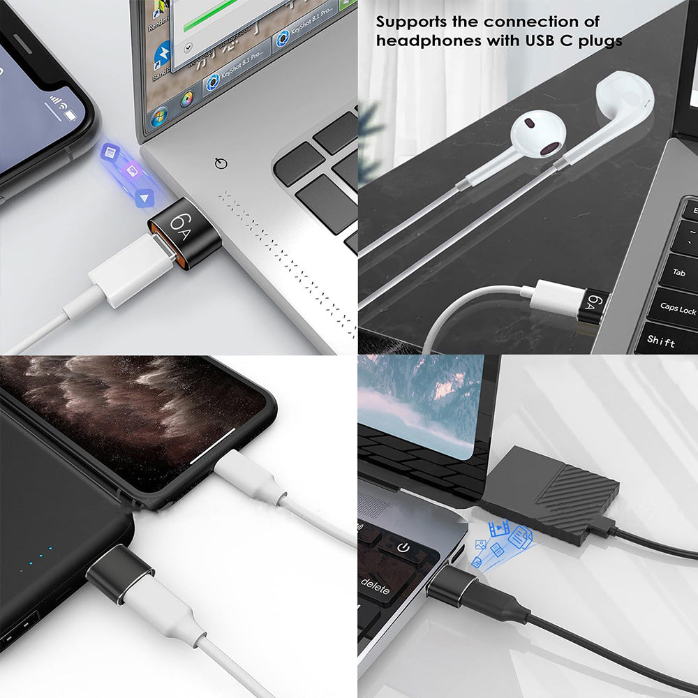 Адаптер за данни и зареждане USB-C - USB-A Techsuit A4 HyperPort, Черно Оранжев
