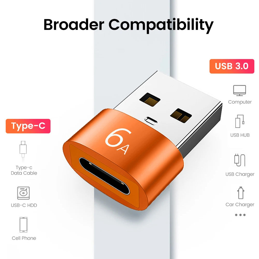 Адаптер за данни и зареждане USB-C - USB-A Techsuit A4 HyperPort, Черно Оранжев