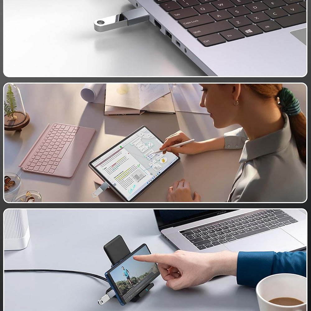 Адаптер OTG USB-C - USB-A Techsuit A8 SlateVolt, Сив