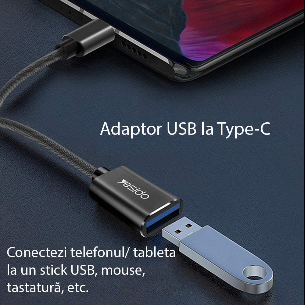 Адаптер OTG USB-C - USB-A Yesido GS01, Черен
