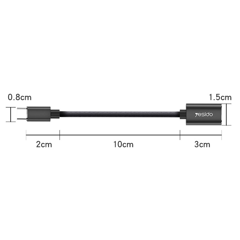 Адаптер OTG USB-C - USB-A Yesido GS01, Черен