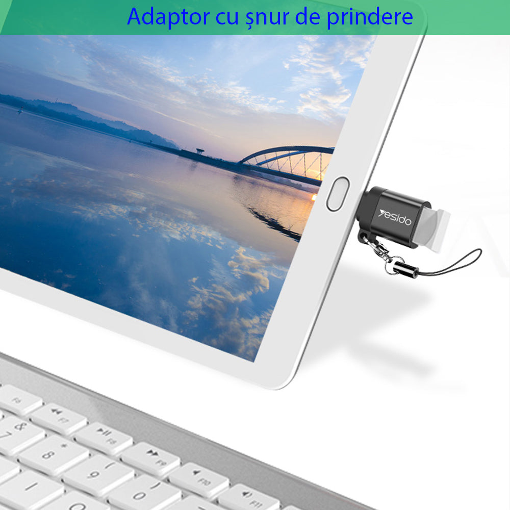 Адаптер OTG USB-C - USB-A Yesido GS06, Черен