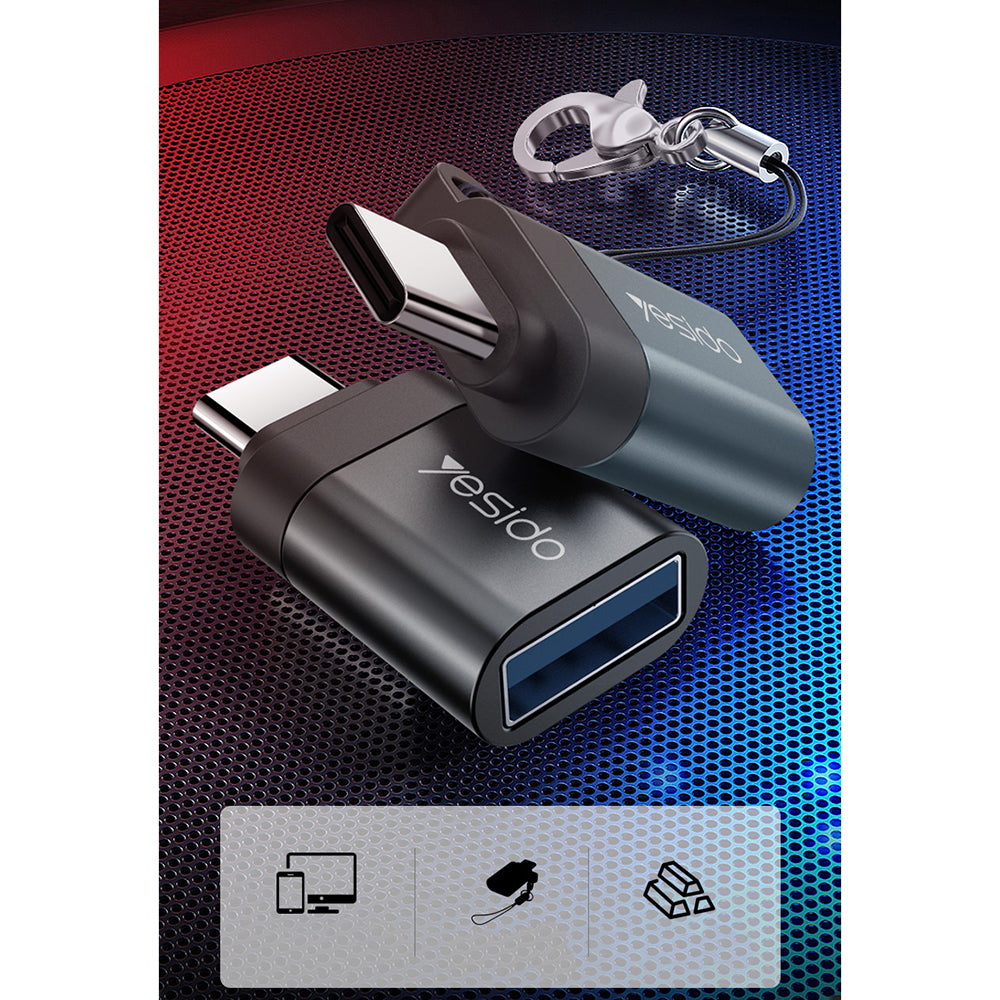 Адаптер OTG USB-C - USB-A Yesido GS06, Черен