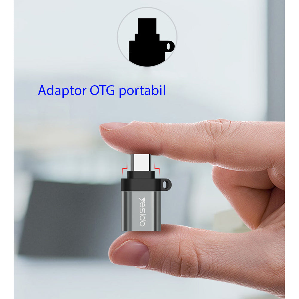 Адаптер OTG USB-C - USB-A Yesido GS06, Черен