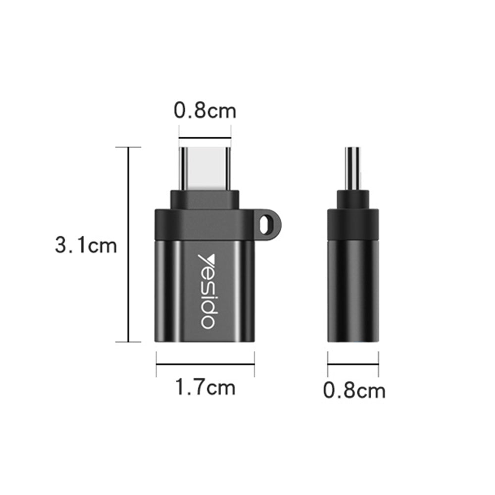 Адаптер OTG USB-C - USB-A Yesido GS06, Черен